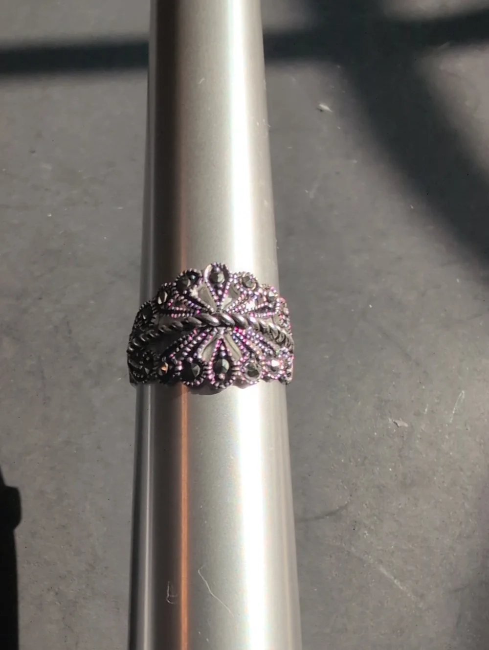 Intricate Filigree Wide Band Ring Sterling Silver